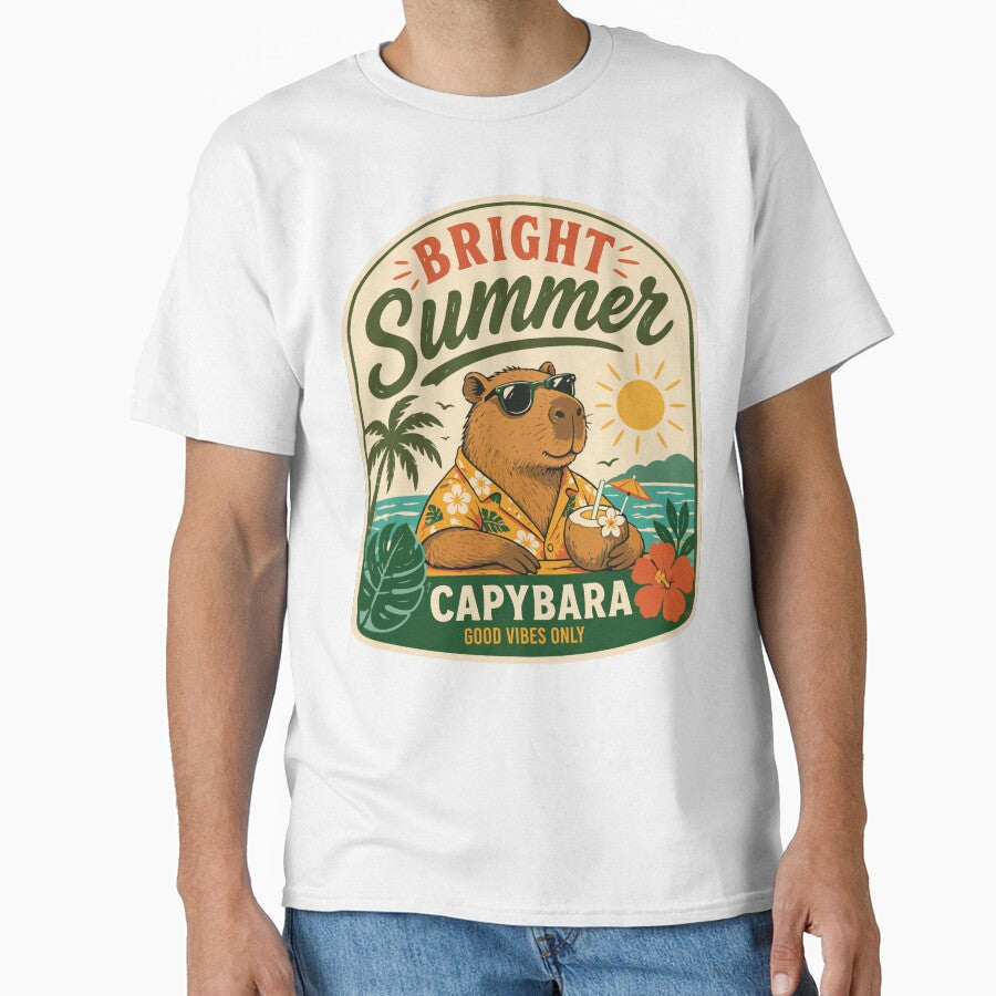 Bright summer vibes with capybara chill by burhon - Adult & Kids T-Shirts, Sweatshirts & Hoodies apparel design preview 1