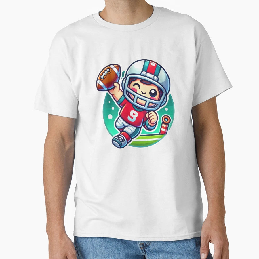 Adorable Football Player Scores T-Shirt - Fun Novelty Design Unisex - T-Shirt, Sweatshirt, Hoodie