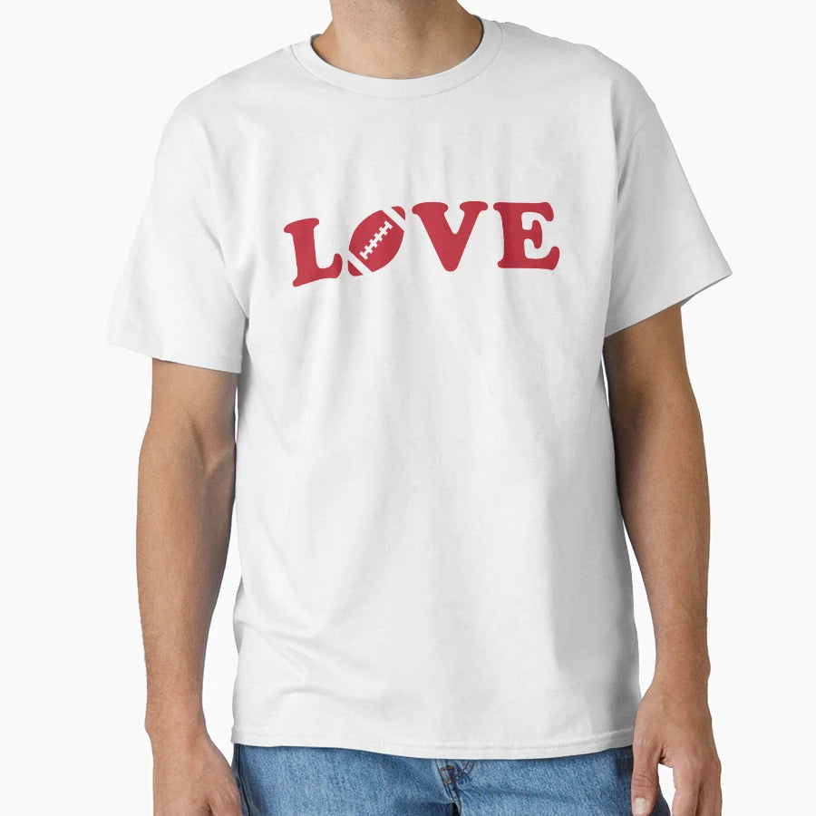 I Love Football Red T-Shirt - Aesthetic Graphic Men Women - T-Shirt, Sweatshirt, Hoodie