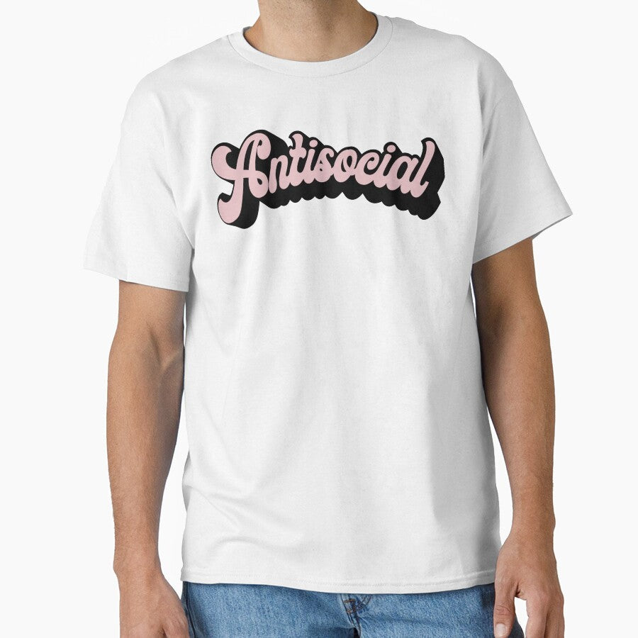 Antisocial arched pink groovy lettering design by - Adult & Kids T-Shirts, Sweatshirts & Hoodies apparel design preview 1