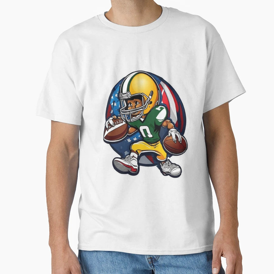 Cartoon Character Playing Football T-Shirt - Unique Graphic Men Women - T-Shirt, Sweatshirt, Hoodie