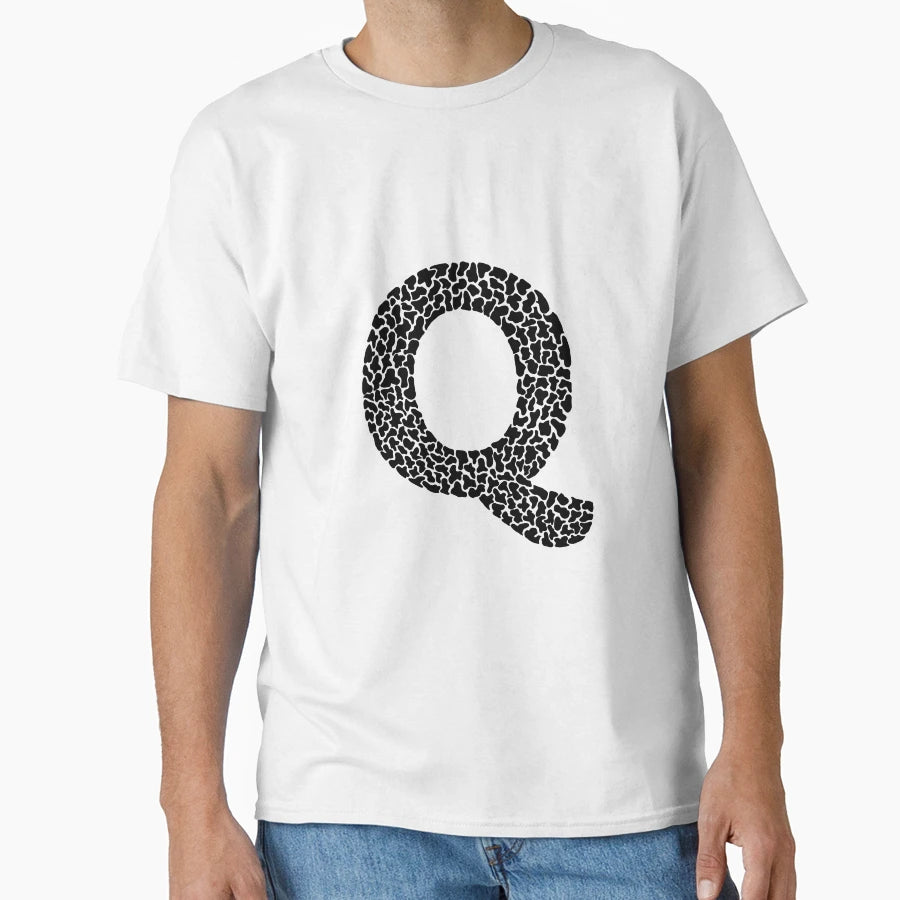 Letter Q Black And White T-Shirt - Casual Everyday Wear for Adults - T-Shirt, Sweatshirt, Hoodie