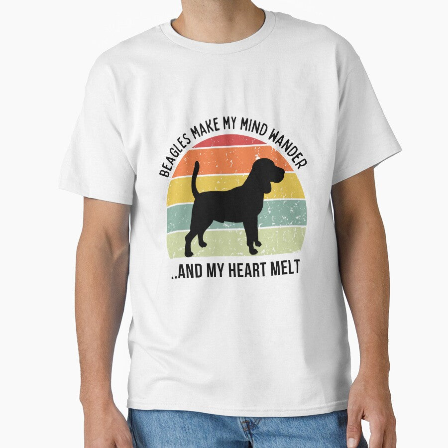 Cute Retro Sunset Beagle lover design black text by - Adult & Kids T-Shirts, Sweatshirts & Hoodies apparel design preview 1