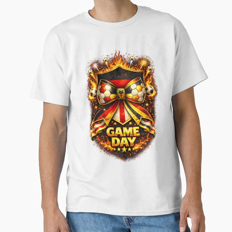 Germany Game Day Soccer Bow Crest T-Shirt - Casual Everyday Wear Unisex - T-Shirt, Sweatshirt, Hoodie