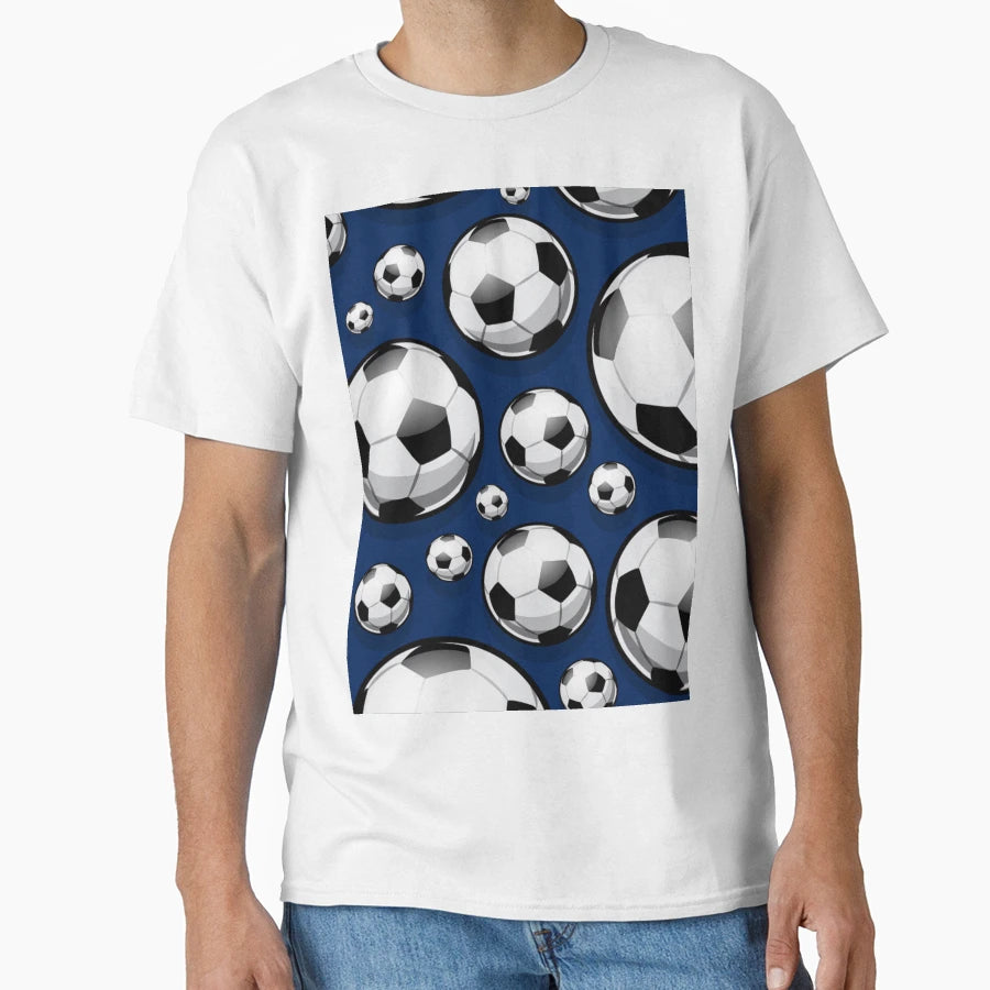 Soccer Ball Balls Pattern Blue Football T-Shirt - Trendy Graphic Men Women - T-Shirt, Sweatshirt, Hoodie