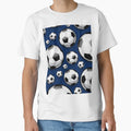 Soccer Ball Balls Pattern Blue Football T-Shirt - Trendy Graphic Men Women - T-Shirt, Sweatshirt, Hoodie