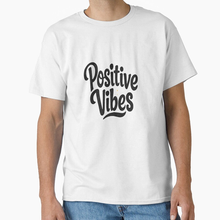 Positive Vibes Minimal Typography Hand Lettering - Adult & Kids T-Shirts, Sweatshirts & Hoodies apparel design preview 1