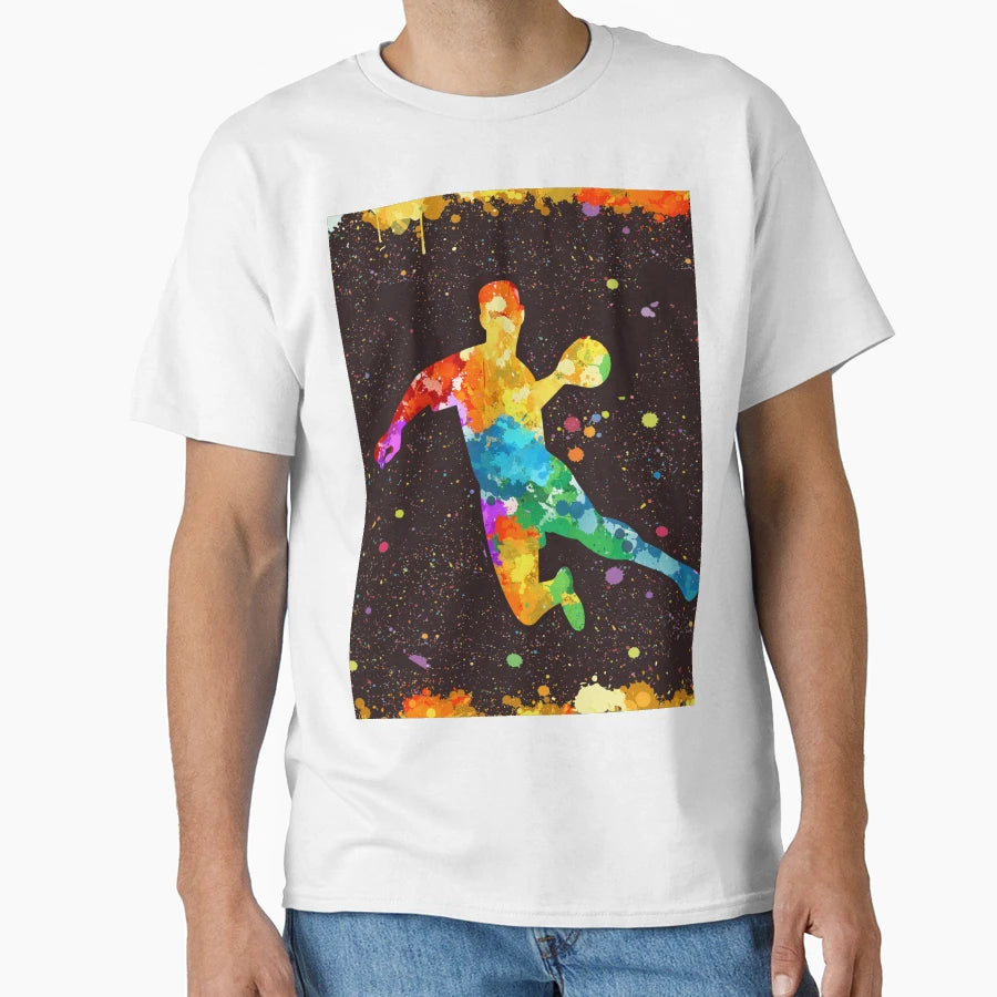 Handball Art Watercolor T-Shirt - Novelty Apparel for Adults - T-Shirt, Sweatshirt, Hoodie