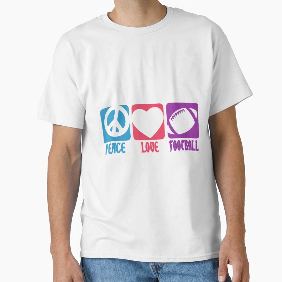 Peace Love And Football T-Shirt - Custom Art Print Unisex - T-Shirt, Sweatshirt, Hoodie