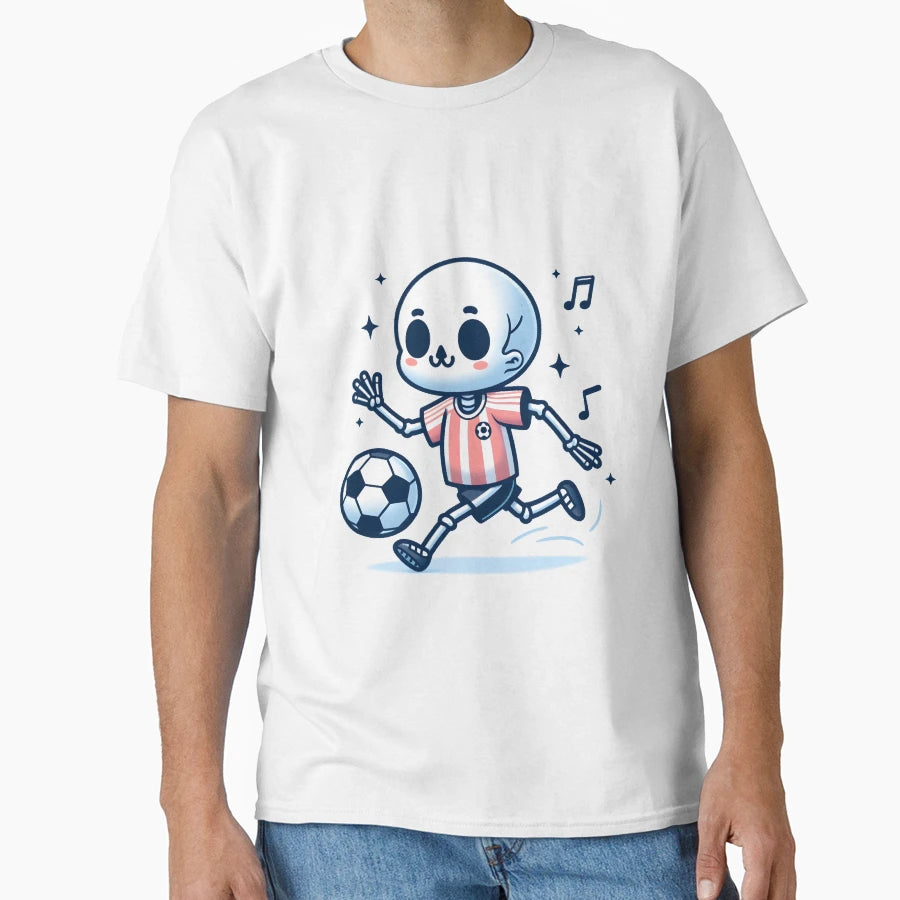 Kawaii Whimsical Skeleton Playing T-Shirt - Minimalist Print Men Women - T-Shirt, Sweatshirt, Hoodie