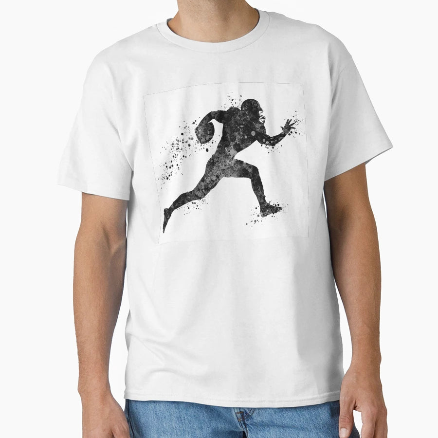 American Football Player Black And White T-Shirt - Minimalist Print Unisex - T-Shirt, Sweatshirt, Hoodie