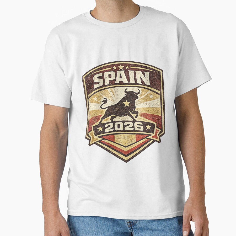Spain 2026 Vintage Bull Football Retro by ArthUpscale - Adult & Kids T-Shirts, Sweatshirts & Hoodies apparel design preview 1