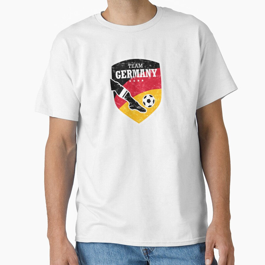 TEAM GERMANY FOOTBALL EMBLEM USED LOOK BLACK RED - Adult & Kids T-Shirts, Sweatshirts & Hoodies apparel design preview 1