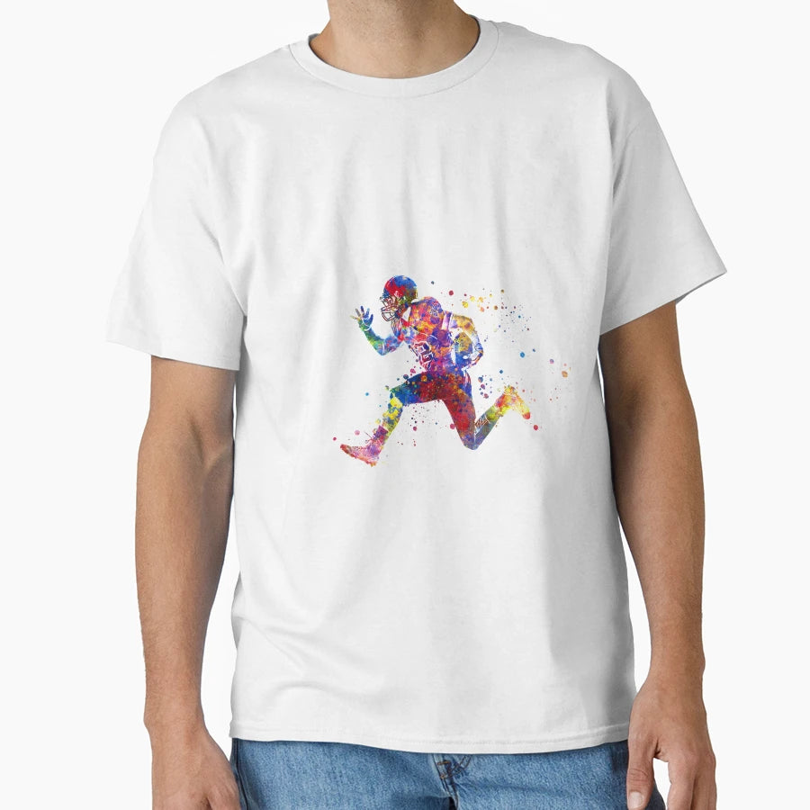 American Football Player Watercolor T-Shirt - Trendy Graphic for Adults - T-Shirt, Sweatshirt, Hoodie