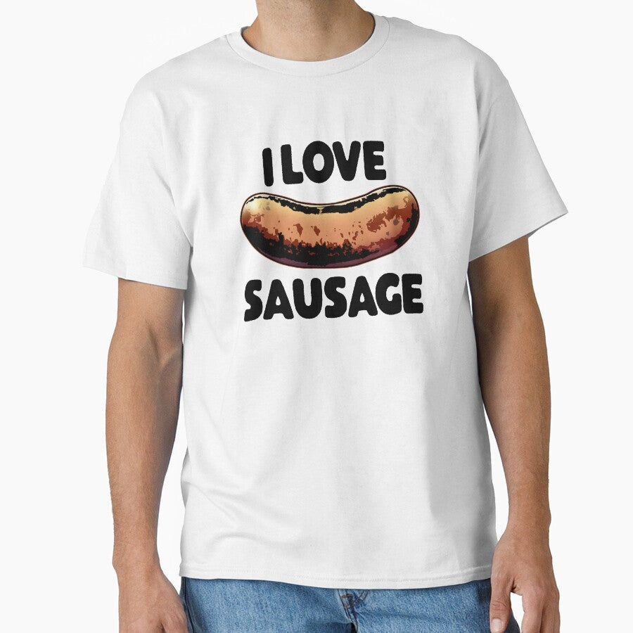 I Love Sausages by Bendthetrend - Adult & Kids T-Shirts, Sweatshirts & Hoodies apparel design preview 1