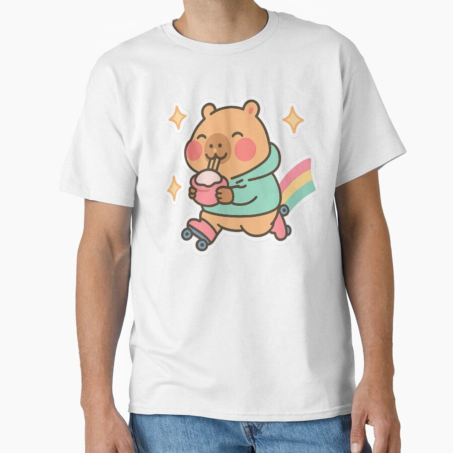 Kawaii Capybara, Roller Skating by graphic-genie - Adult & Kids T-Shirts, Sweatshirts & Hoodies apparel design preview 1