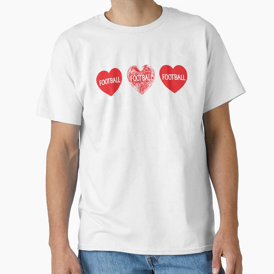 Love Football Hearts T-Shirt - Minimalist Print Men Women - T-Shirt, Sweatshirt, Hoodie