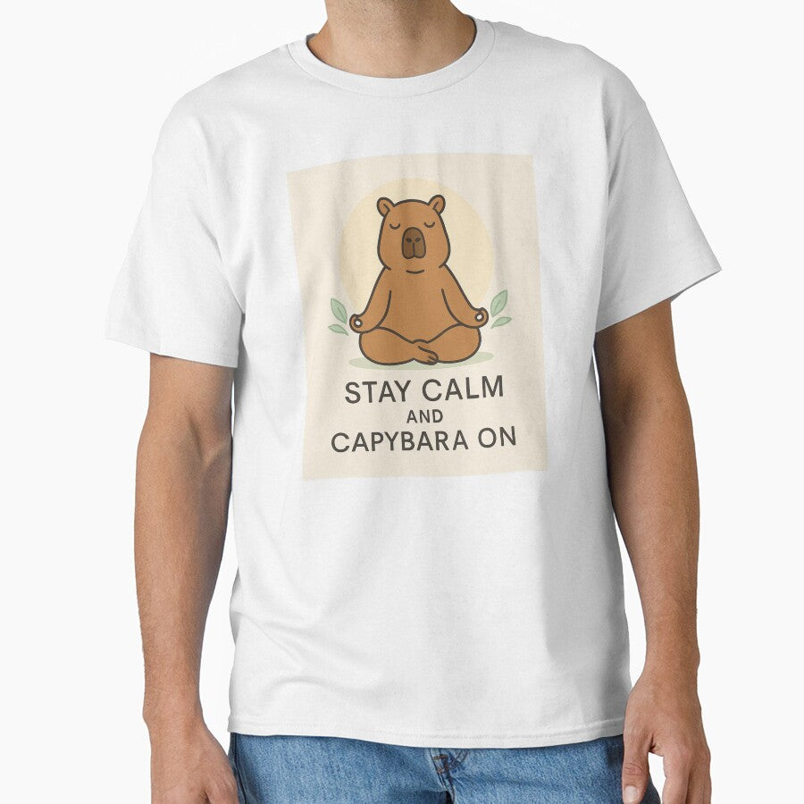 Stay calm and capybara on by FrameFlow - Adult & Kids T-Shirts, Sweatshirts & Hoodies apparel design preview 1