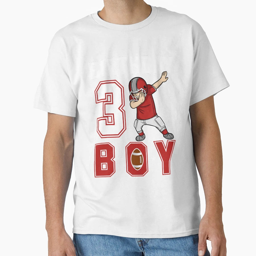 3 Three Year Birthday Football Player T-Shirt - Novelty Apparel Unisex - T-Shirt, Sweatshirt, Hoodie
