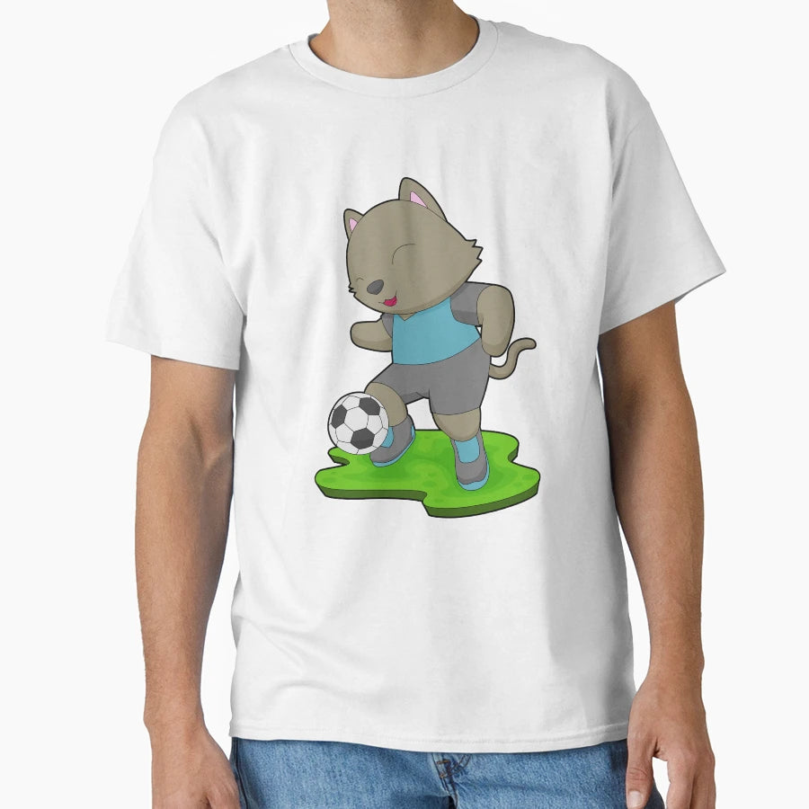 Cat Soccer Player Soccer T-Shirt - Unique Graphic Unisex - T-Shirt, Sweatshirt, Hoodie