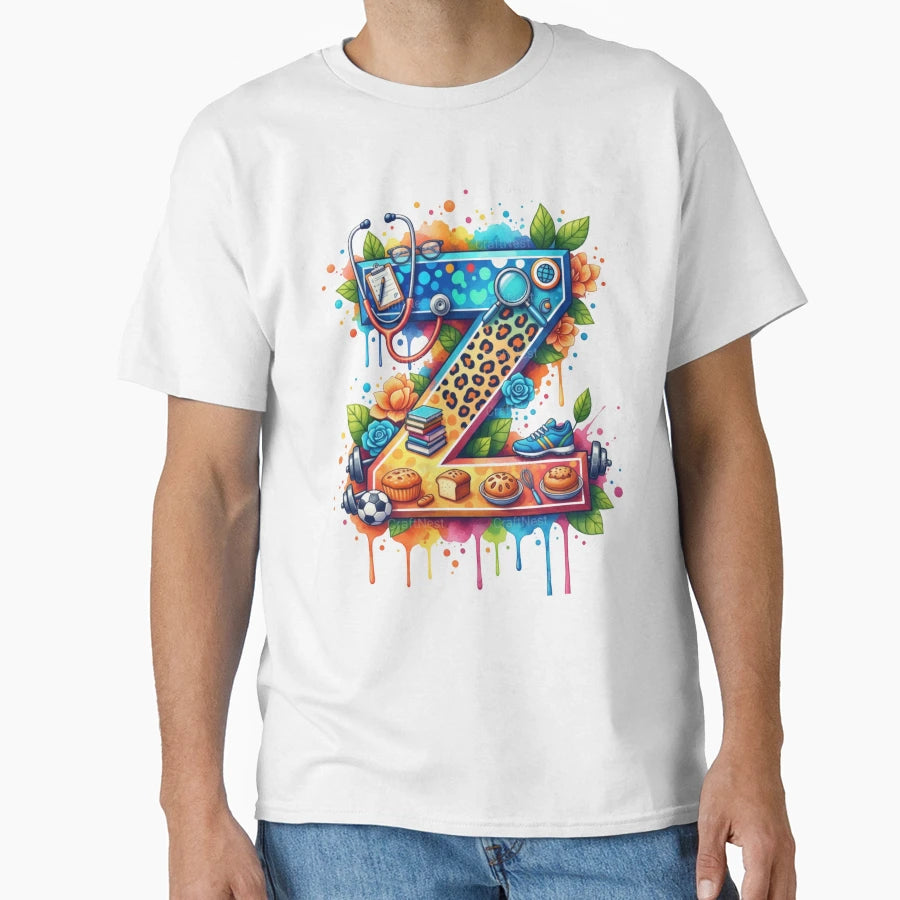 Alphabet Fusion Art Letter Z Z T-Shirt - Casual Everyday Wear Unisex - T-Shirt, Sweatshirt, Hoodie