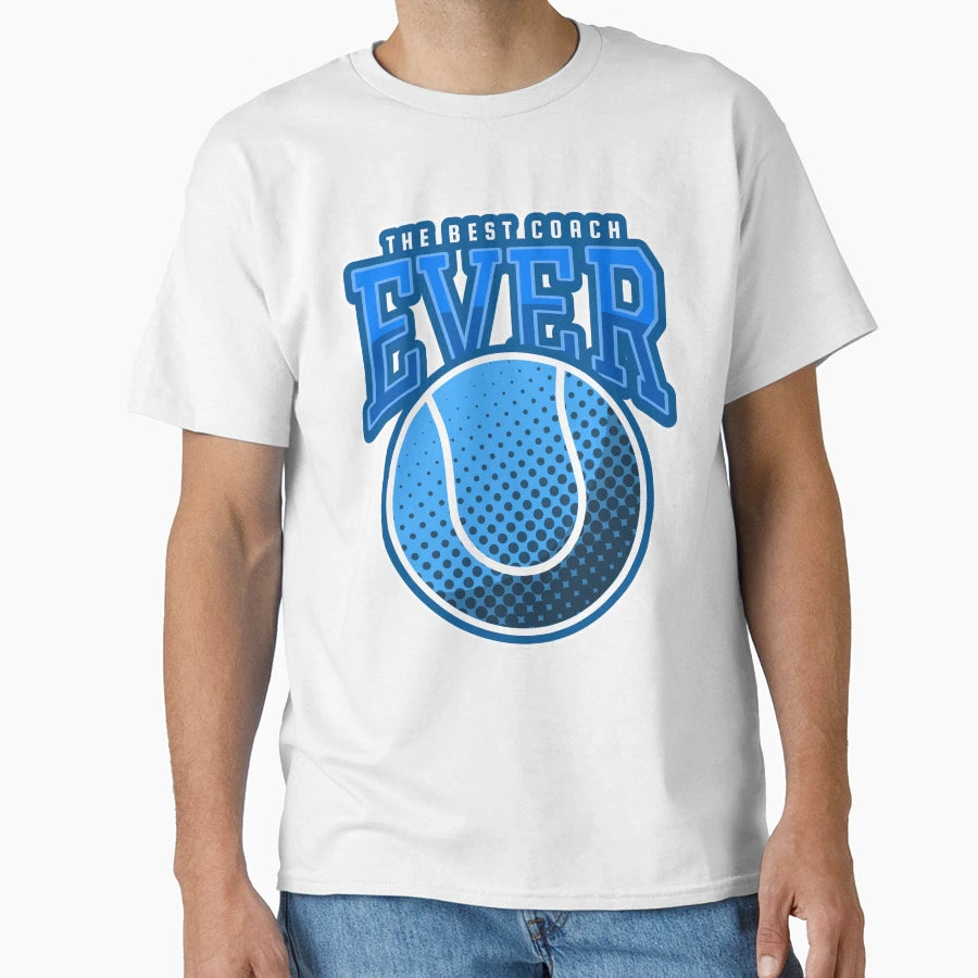 Best Tennis Coach Ever Blue T-Shirt - Minimalist Print Men Women - T-Shirt, Sweatshirt, Hoodie