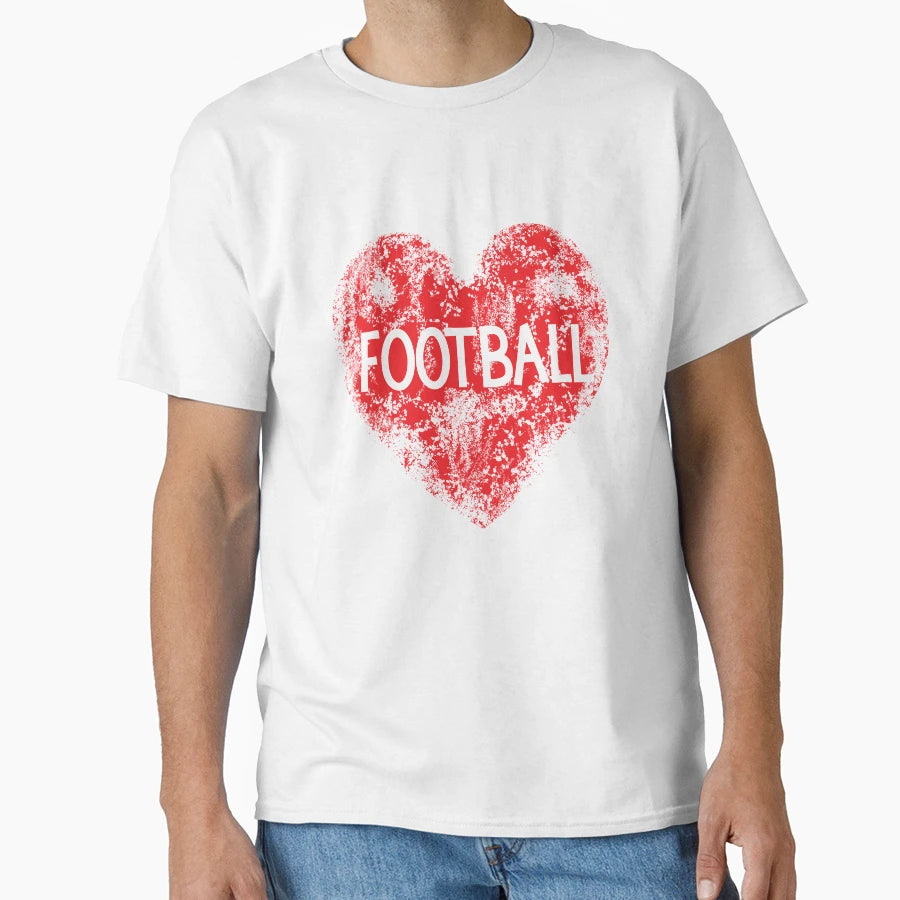 Love Football Heart T-Shirt - Aesthetic Graphic Men Women - T-Shirt, Sweatshirt, Hoodie