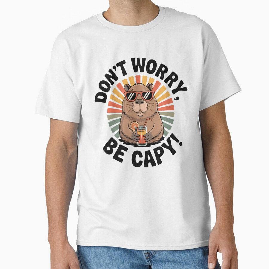 Don't Worry, Be Capy Retro Chill Capybara by JPees - Adult & Kids T-Shirts, Sweatshirts & Hoodies apparel design preview 1
