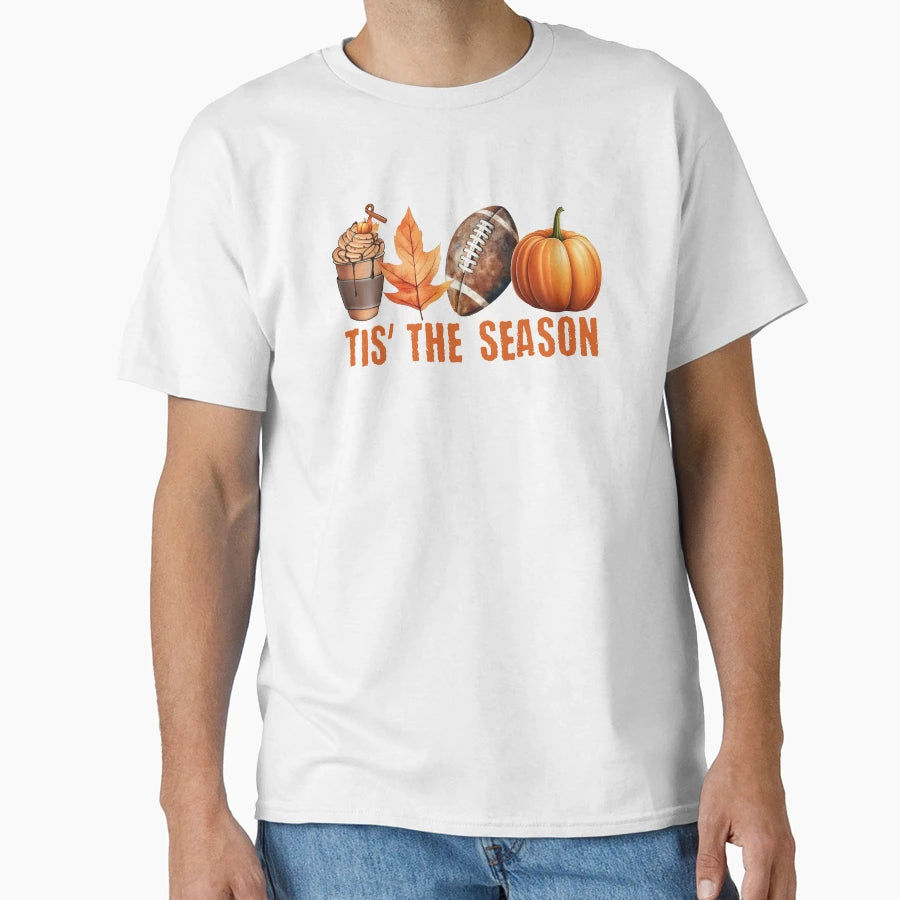 Pumpkin Spice Football Tis Season Fall T-Shirt - Trendy Graphic Unisex - T-Shirt, Sweatshirt, Hoodie