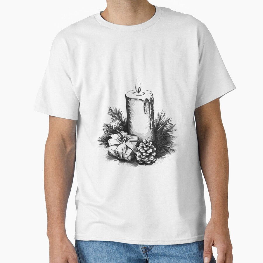Christmas Candle with Pinecone and Gift Classic - Adult & Kids T-Shirts, Sweatshirts & Hoodies apparel design preview 1