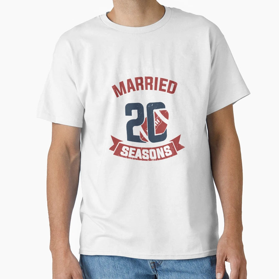 Married 20 Years American Football Couple T-Shirt - Unique Graphic Unisex - T-Shirt, Sweatshirt, Hoodie