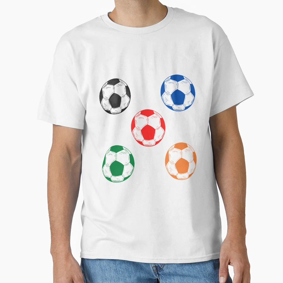Soccer Ball Multi Colour Combo T-Shirt - Custom Art Print Men Women - T-Shirt, Sweatshirt, Hoodie