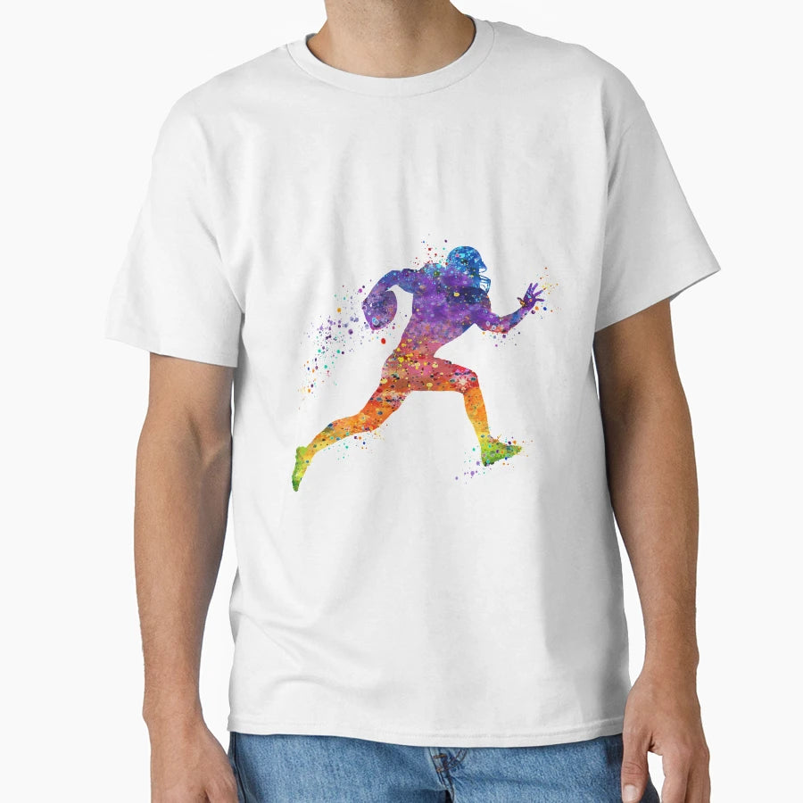 American Football Player Watercolor T-Shirt - Custom Art Print Unisex - T-Shirt, Sweatshirt, Hoodie