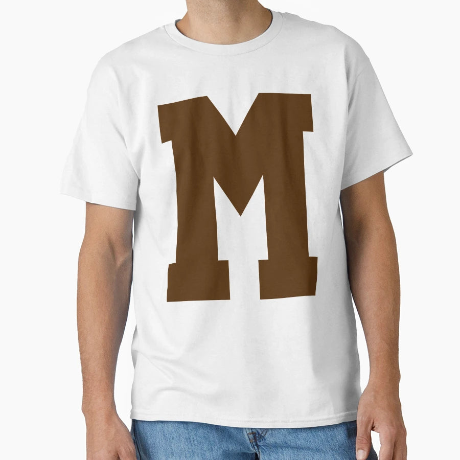 Alphabet Brown M Sports Letter M T-Shirt - Novelty Apparel Men Women - T-Shirt, Sweatshirt, Hoodie