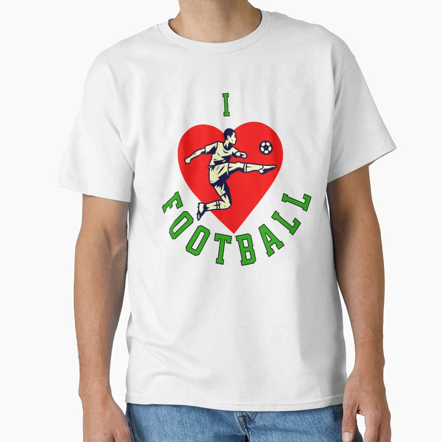I Love Football Striker Heart T-Shirt - Fun Novelty Design Men Women - T-Shirt, Sweatshirt, Hoodie