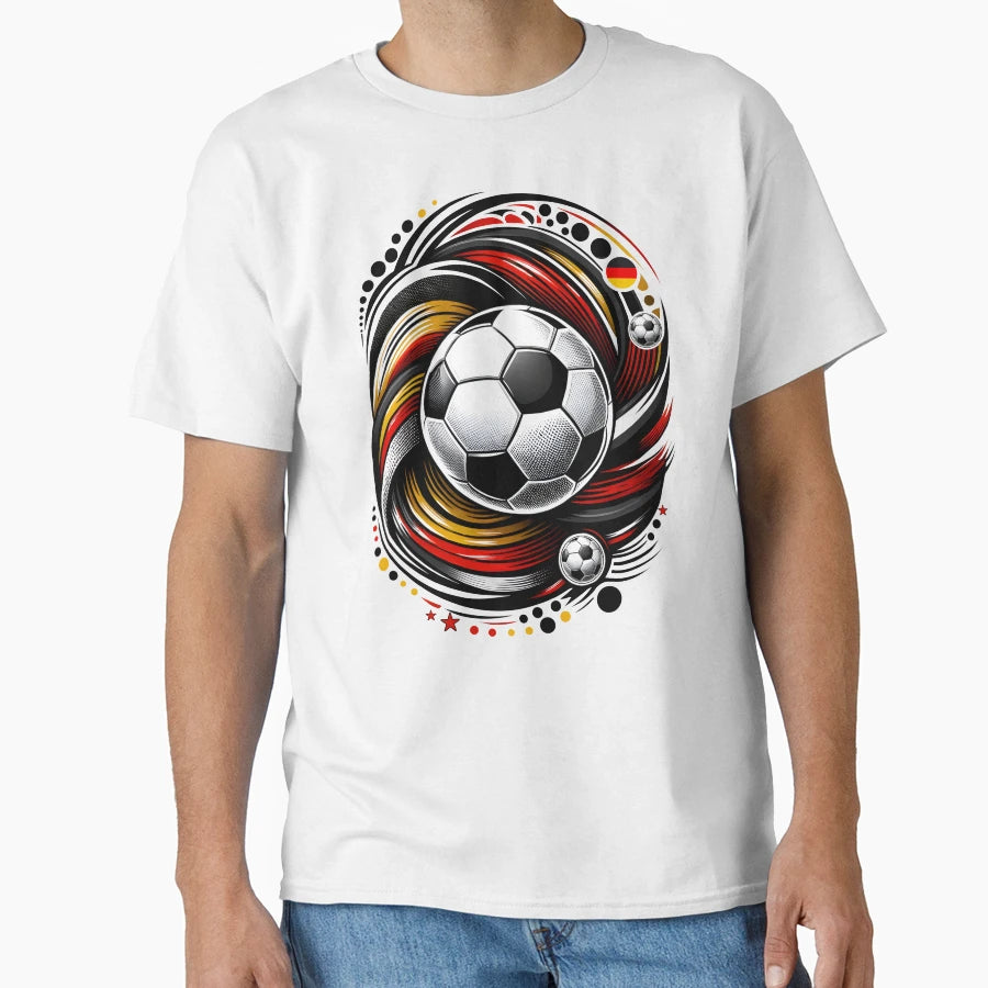 Football Germany Team Abstract Flag T-Shirt - Casual Everyday Wear Unisex - T-Shirt, Sweatshirt, Hoodie