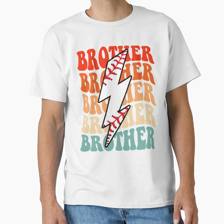 Baseball Brother Groovy Lightning T-Shirt - Custom Art Print Men Women - T-Shirt, Sweatshirt, Hoodie