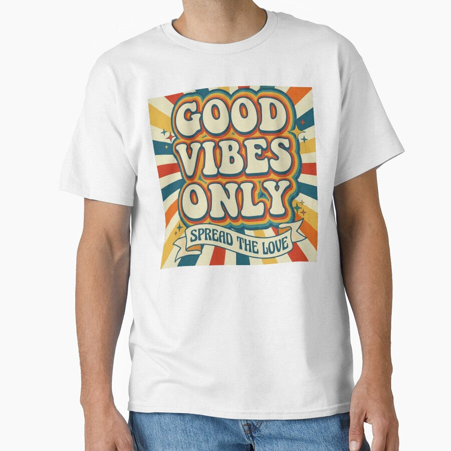 Good Vibes Only: Retro 70s Style Inspirational - Adult & Kids T-Shirts, Sweatshirts & Hoodies apparel design preview 1