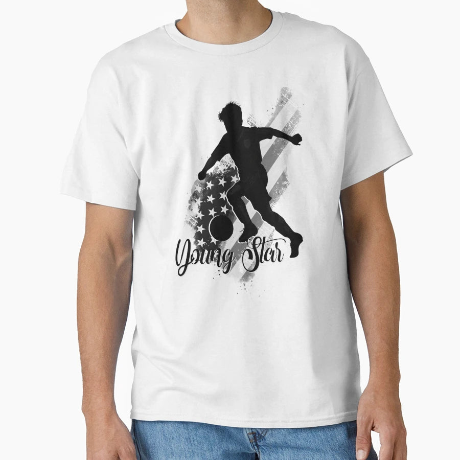 Young Star American Soccer Silhouette T-Shirt - Custom Art Print Men Women - T-Shirt, Sweatshirt, Hoodie