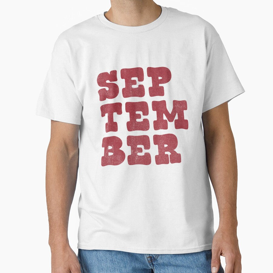 September Bold Retro Vintage Typography Design by - Adult & Kids T-Shirts, Sweatshirts & Hoodies apparel design preview 1