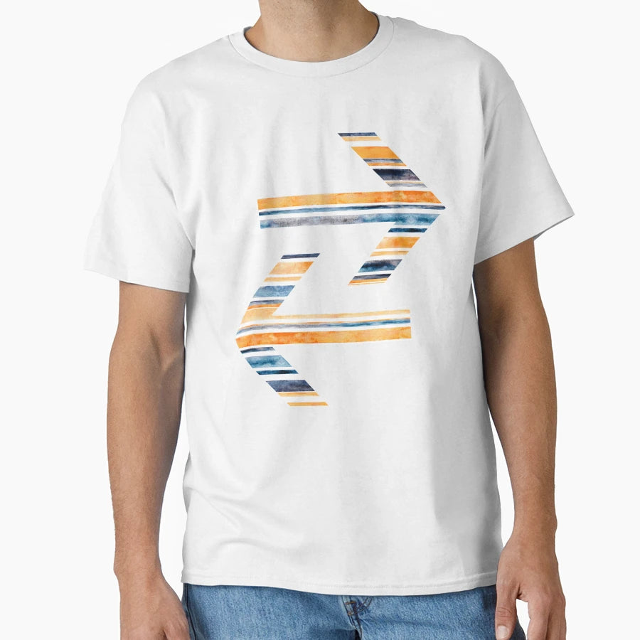 Watercolor Stripes Orange Navy T-Shirt - Trendy Graphic for Adults - T-Shirt, Sweatshirt, Hoodie