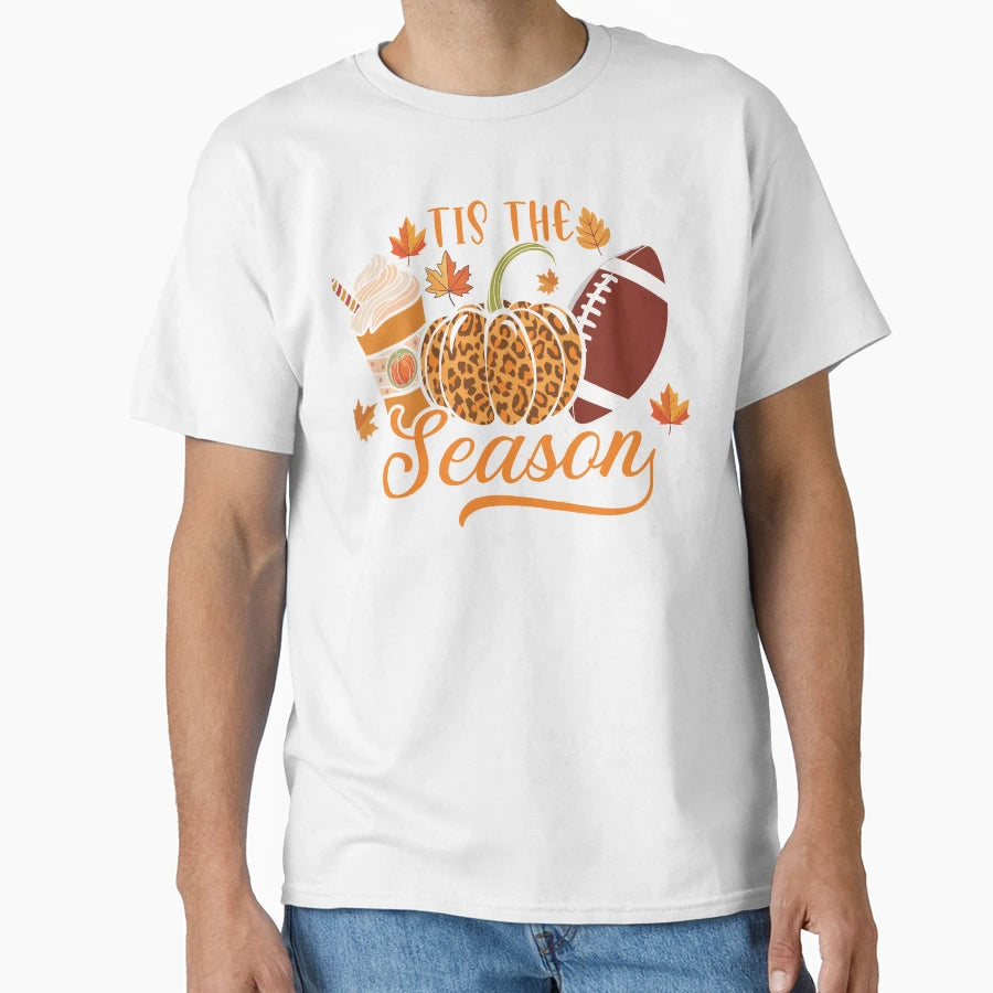 Autumn Fall American Football Halloween T-Shirt - Trendy Graphic Unisex - T-Shirt, Sweatshirt, Hoodie