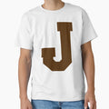 Alphabet Brown J Sports Letter J T-Shirt - Minimalist Print Men Women - T-Shirt, Sweatshirt, Hoodie