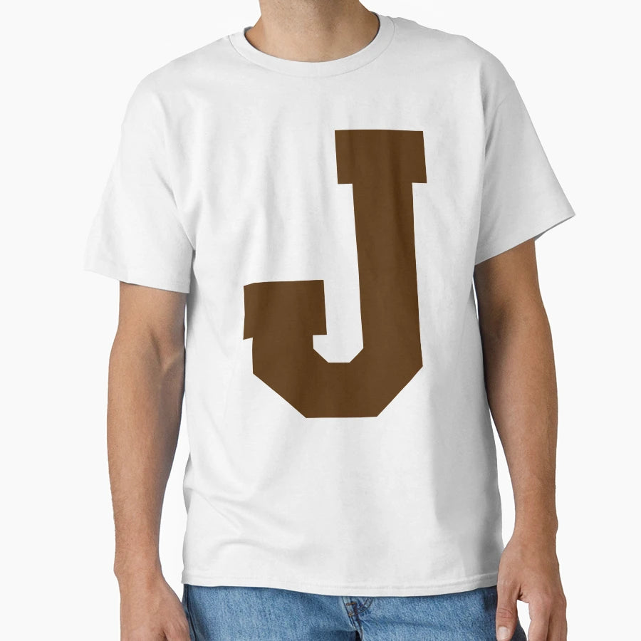 Alphabet Brown J Sports Letter J T-Shirt - Minimalist Print Men Women - T-Shirt, Sweatshirt, Hoodie