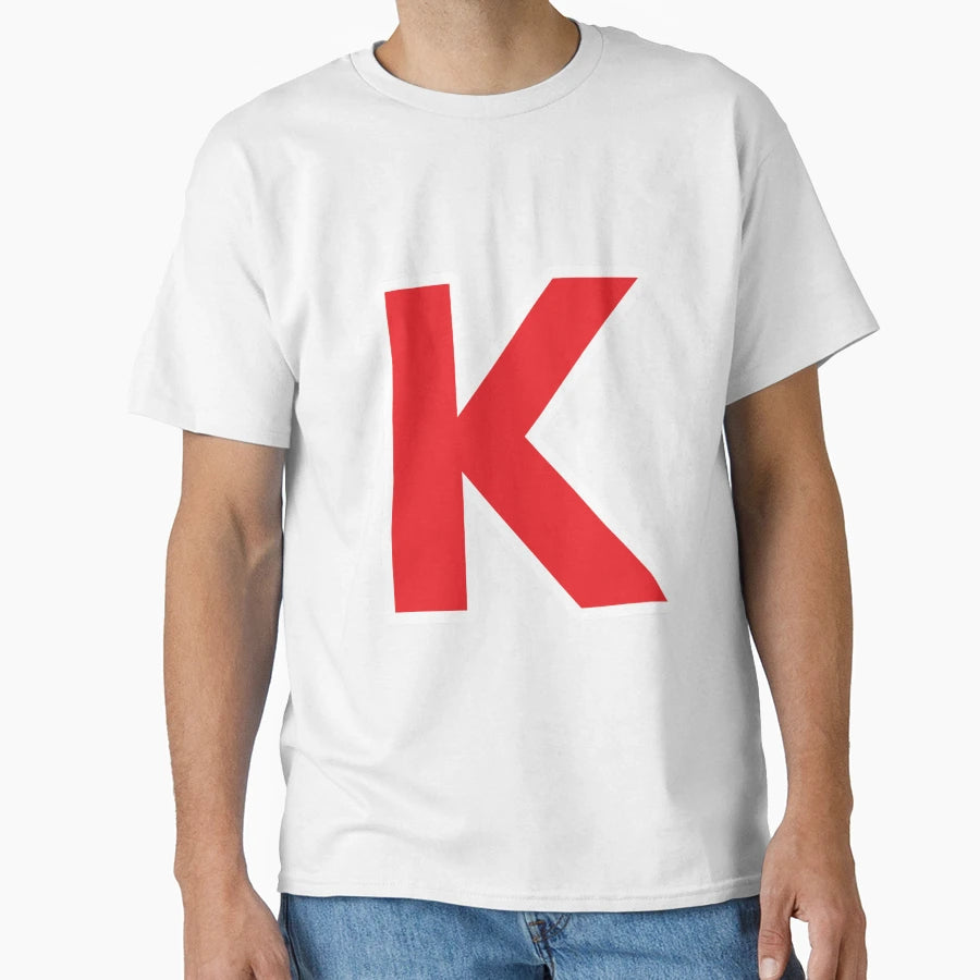 K Initial Letter K Red And White T-Shirt - Custom Art Print Men Women - T-Shirt, Sweatshirt, Hoodie