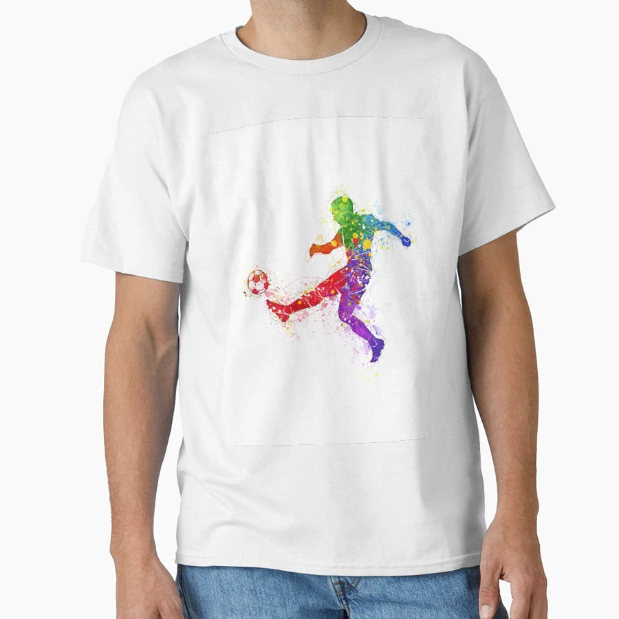 Soccer Player Watercolor Running T-Shirt - Casual Everyday Wear for Adults - T-Shirt, Sweatshirt, Hoodie