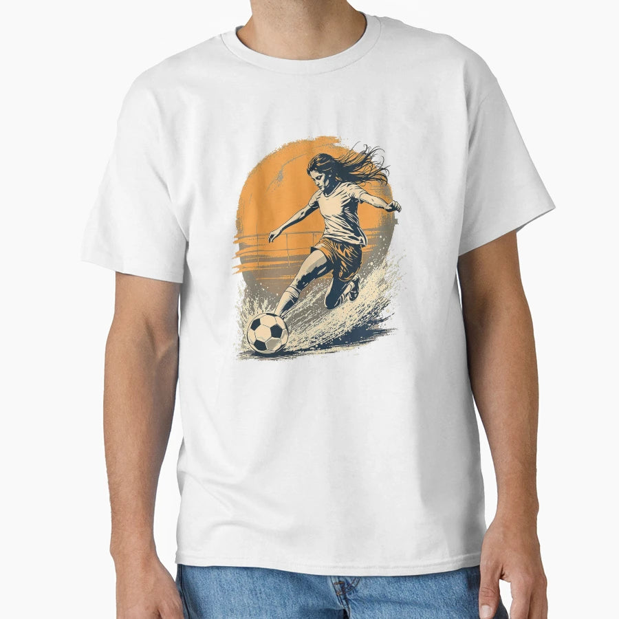 Modern Trendy Playing Soccer Football T-Shirt - Minimalist Print Men Women - T-Shirt, Sweatshirt, Hoodie