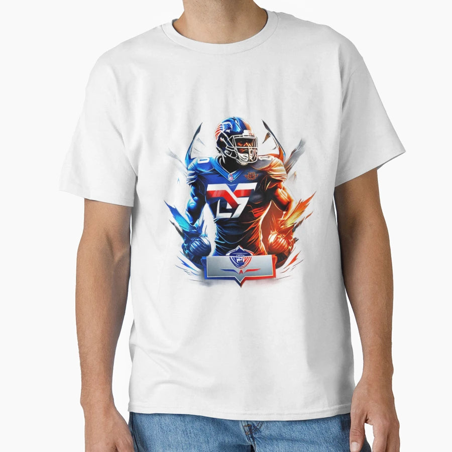 Strong Football Player Holding Football T-Shirt - Minimalist Print Unisex - T-Shirt, Sweatshirt, Hoodie