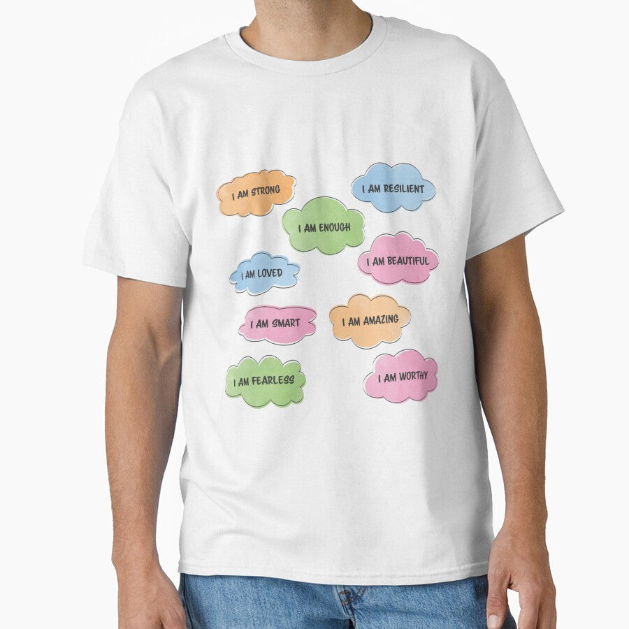 Copy of Сolorful watercolor clouds with positive - Adult & Kids T-Shirts, Sweatshirts & Hoodies apparel design preview 1