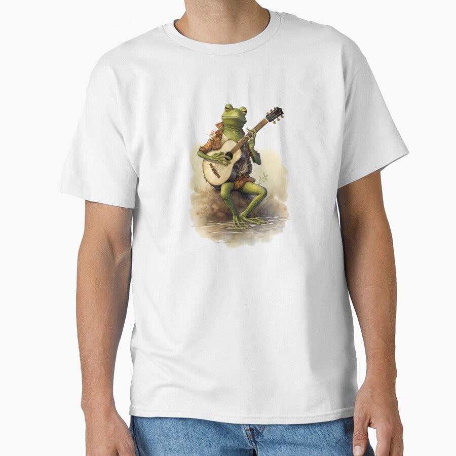 Frog playing guitar on the bank by Remek-Design - Adult & Kids T-Shirts, Sweatshirts & Hoodies apparel design preview 1
